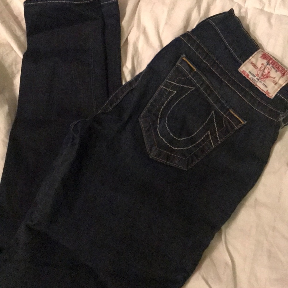 Dark blue true religion skinny jeans